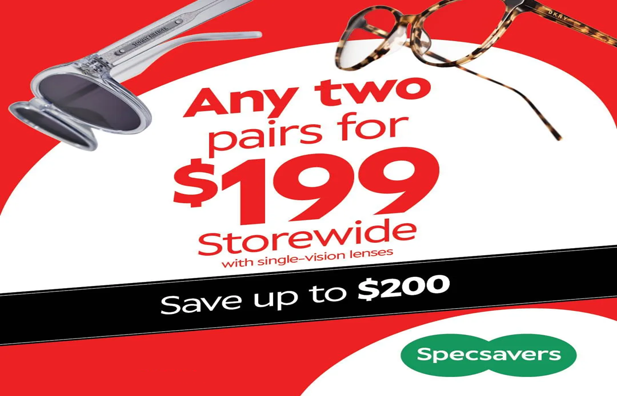 Any 2 pairs for $199 with single-vision lenses, storewide!