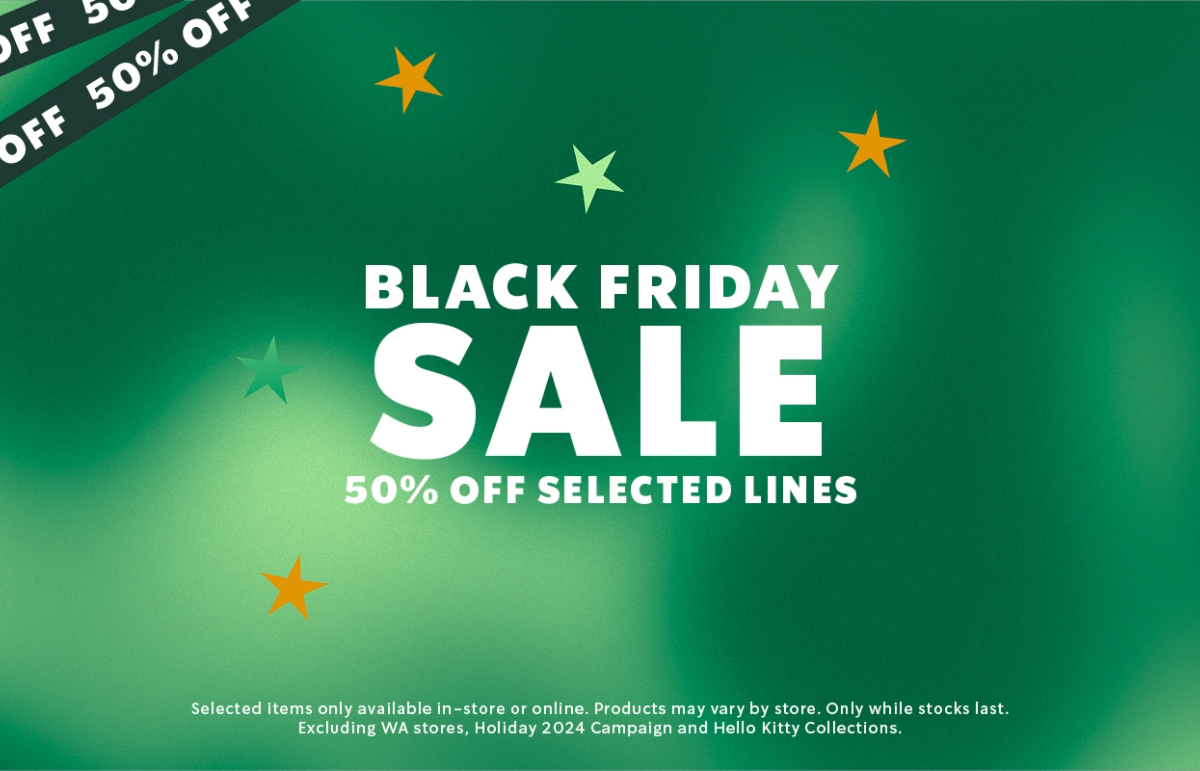 Save 50% off selected merchandise lines and sip in style with our Black Friday offers